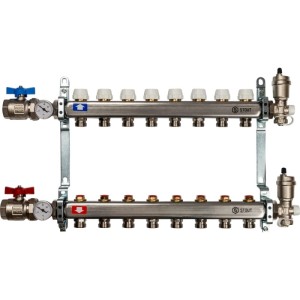 STOUT Коллектор из нержавеющей стали в сборе с расходомерами 1"-3/4" 8 вых.