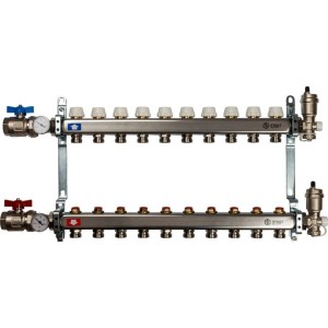 STOUT Коллектор из нержавеющей стали в сборе без расходомеров 1"-3/4" 10 вых.